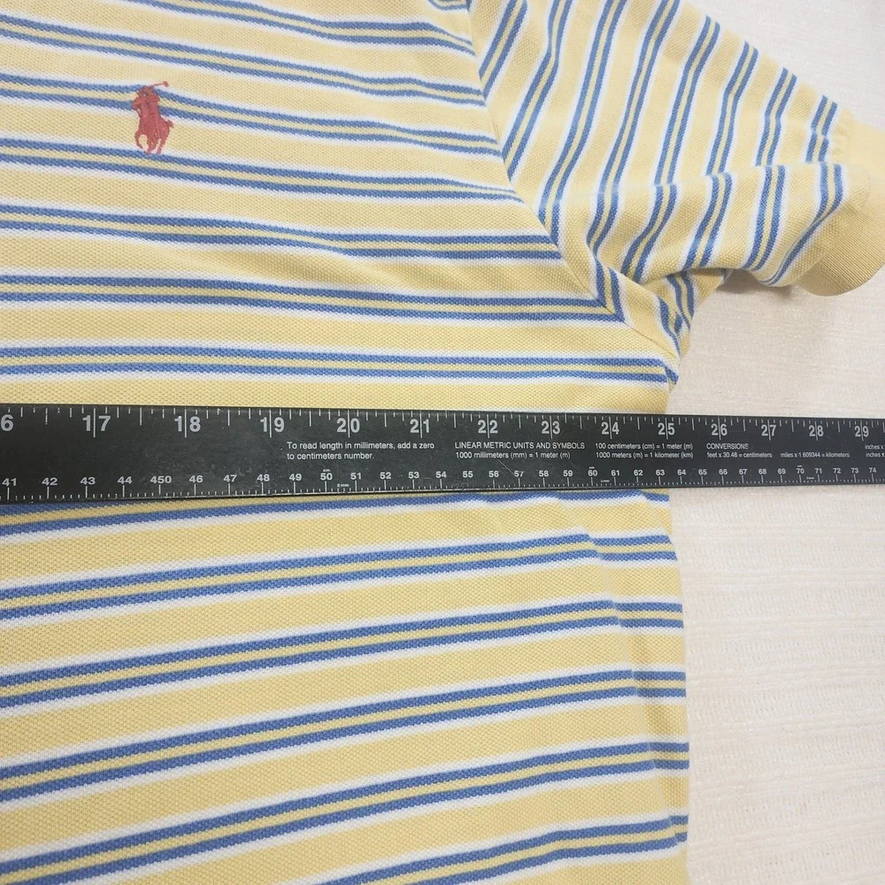 Polo Ralph Lauren‎ Mens XXL Yellow Blue Striped Short Sleeve Pique Polo Shirt